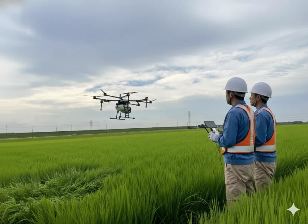 従業員のドローン操縦練習